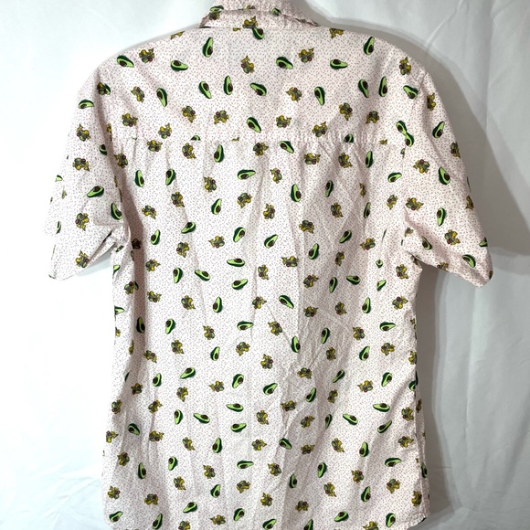 Straight Faded Brand Avocado Guacamole Short Sleeve Button Up Size Small - Picture 3 of 6